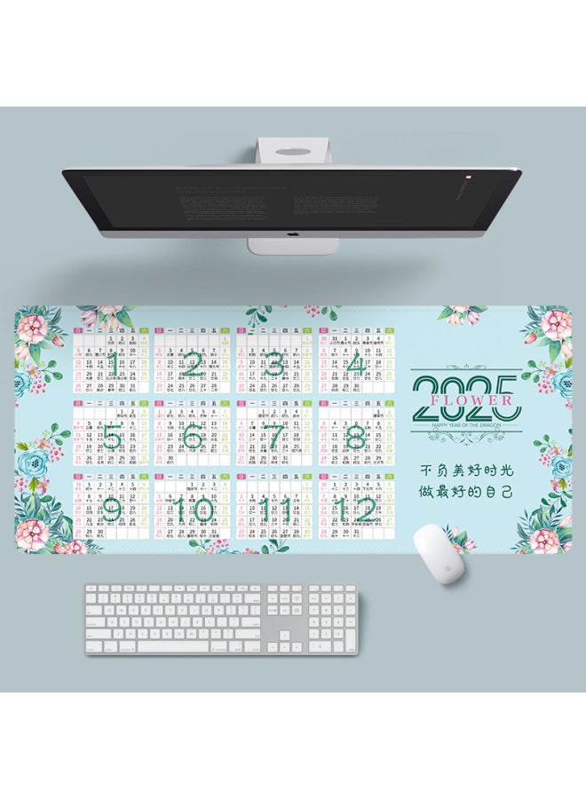 2025 Year Of The Snake Calendar Mouse Pad Super Large Non-slip Washed Gift Office Desk Calendar Calendar Monthly Calendar Table Pad Wholesale-Color:900*400*2mm-Pattern:Calendar-fresh Flower  - Image 1