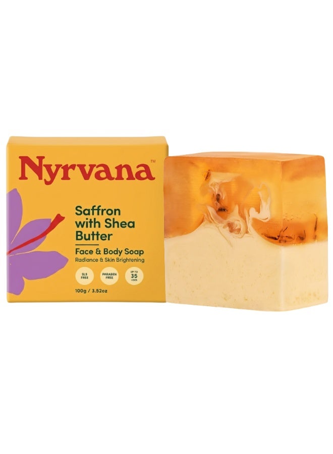 Nyrvana Saffron with Shea Butter Soap 100g (3.52 oz) | Brightening & Even Skin Tone | Ayurvedic Antioxidant Formula | Natural Soap for Radiant Glowing Skin - Image 1
