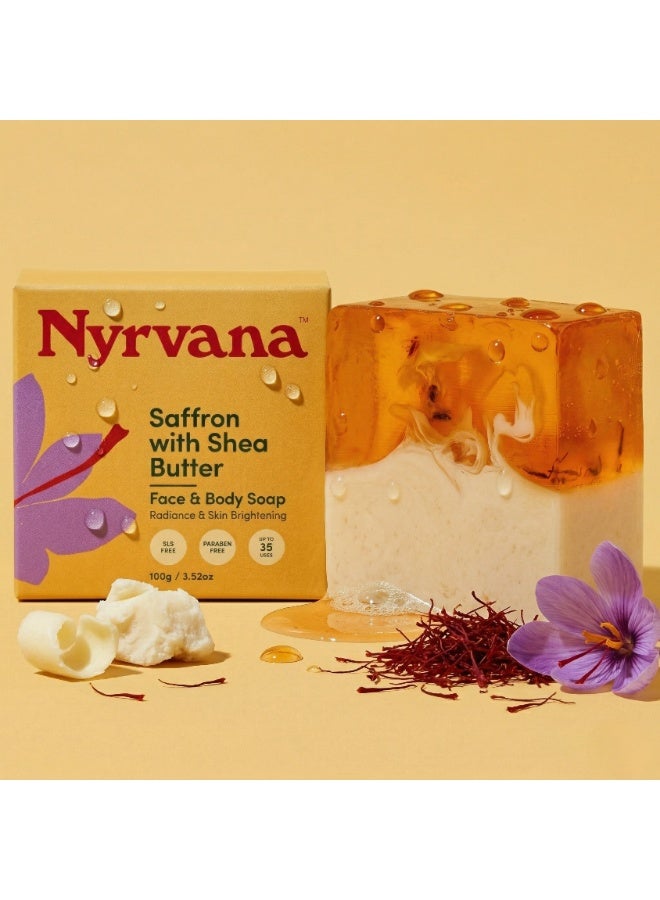 Nyrvana Saffron with Shea Butter Soap 100g (3.52 oz) | Brightening & Even Skin Tone | Ayurvedic Antioxidant Formula | Natural Soap for Radiant Glowing Skin - Image 3