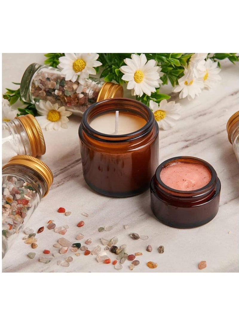 12Pcs 50ml glass brown cosmetic jar with lid,  glass jar with lid empty sample container, with empty cosmetic box