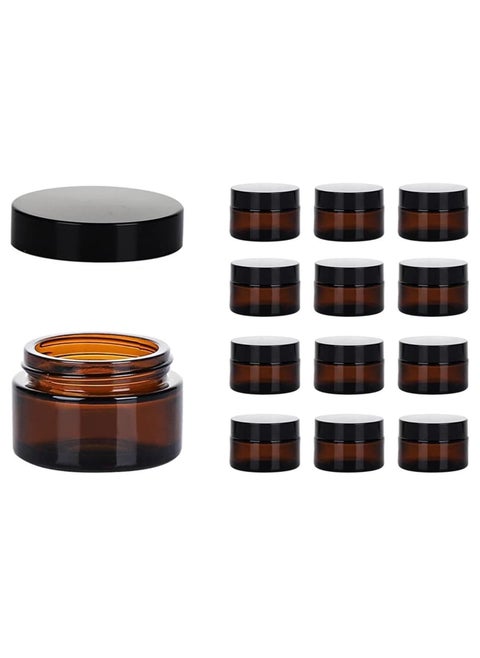 12Pcs 50ml glass brown cosmetic jar with lid,  glass jar with lid empty sample container, with empty cosmetic box