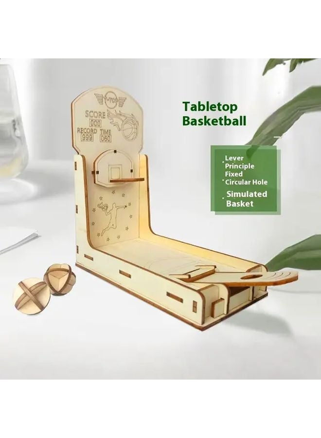 Table Basketball DIY 3D Wooden Puzzle Educational Handmade Model Score Tracker Parent Child Interactive Gift - Image 1
