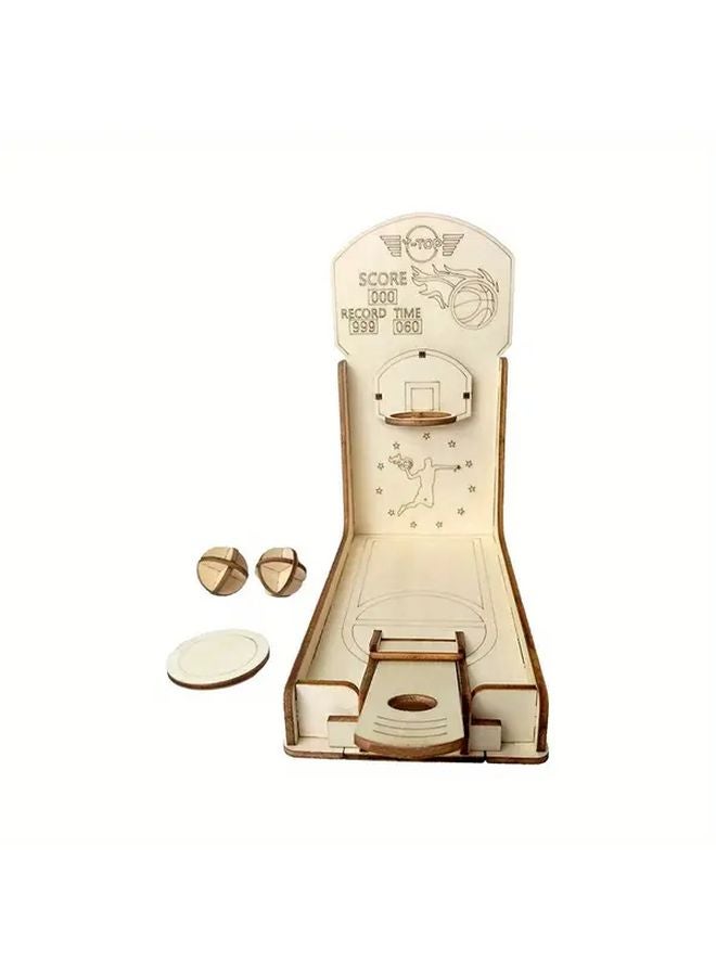 Table Basketball DIY 3D Wooden Puzzle Educational Handmade Model Score Tracker Parent Child Interactive Gift - Image 3