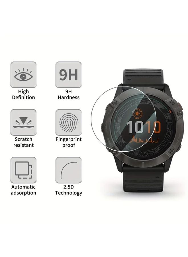 3Pcs Tempered Glass Screen Protector For Garmin Fenix 6 6S 6X 9H Hardness HD Clear - Image 2