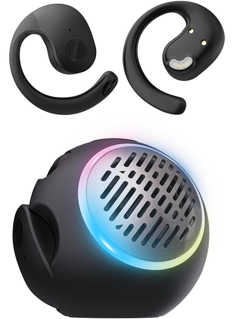 Waterproof Small Mini Portable Bluetooth Speaker with Earbuds, Open Ear Headphones Over the Ear Earbuds Wireless for Kids, OWS Hanging Earphones Air Bone Conduction Headphones 5.4 Bluetooth Headset - Image 1