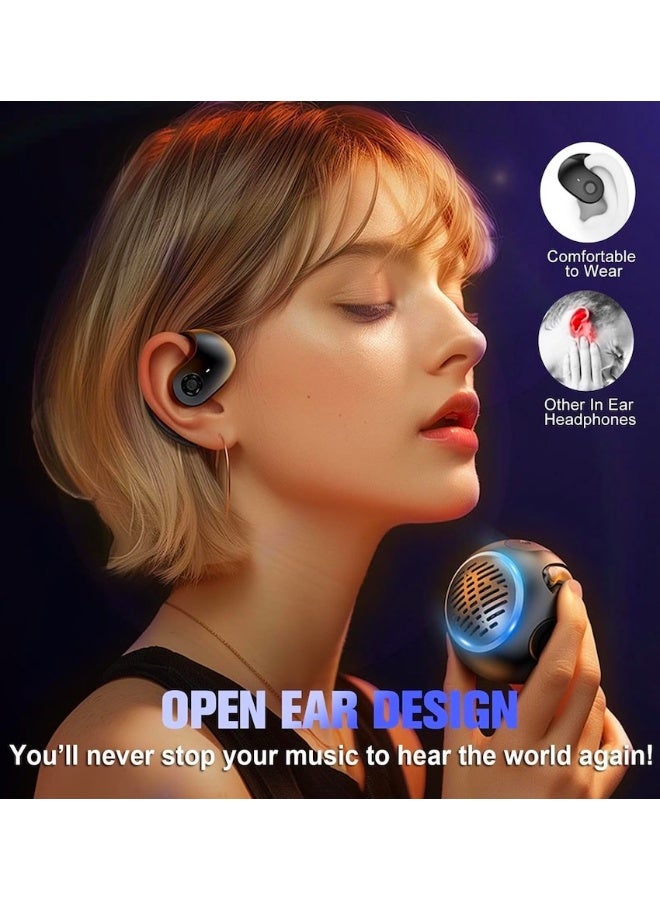 Waterproof Small Mini Portable Bluetooth Speaker with Earbuds, Open Ear Headphones Over the Ear Earbuds Wireless for Kids, OWS Hanging Earphones Air Bone Conduction Headphones 5.4 Bluetooth Headset - Image 3