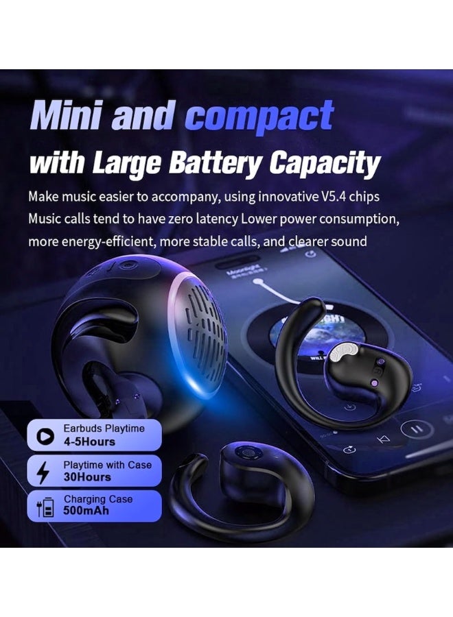 Waterproof Small Mini Portable Bluetooth Speaker with Earbuds, Open Ear Headphones Over the Ear Earbuds Wireless for Kids, OWS Hanging Earphones Air Bone Conduction Headphones 5.4 Bluetooth Headset - Image 4
