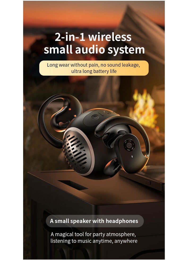 Generic 2-in-1 Wireless Bluetooth Speakers With Headphones,Long Battery Life,Black  - Image 2