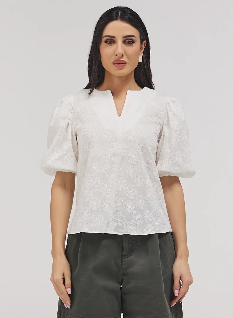 Zigzag Three Quarter Sleeve Cutlon Top