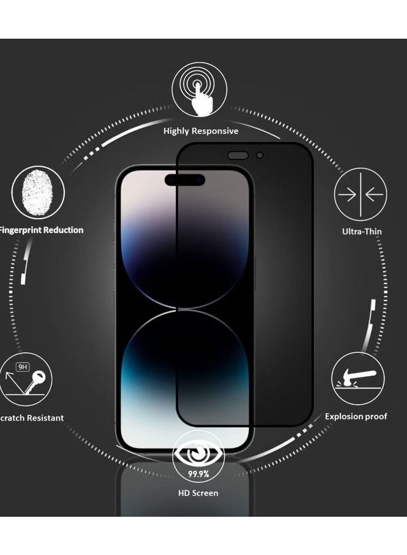 IAF 2 Pack Privacy Screen Protector for iPhone 14 Pro 6.1 Inch 2022 Anti Spy 9H Tempered Glass - Image 2