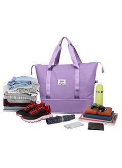 CityRiya-Long Large Shopper Tote, Tote Bag, Women Handbag, Travel Duffel Bag, Hand Bag Ladies, Weekender Bags for Women, Carry-on Tote Workout Bag, Expandable Mommy Bag, Makeup Bag, Women Handbag Sport Bags Purple  - Image 5