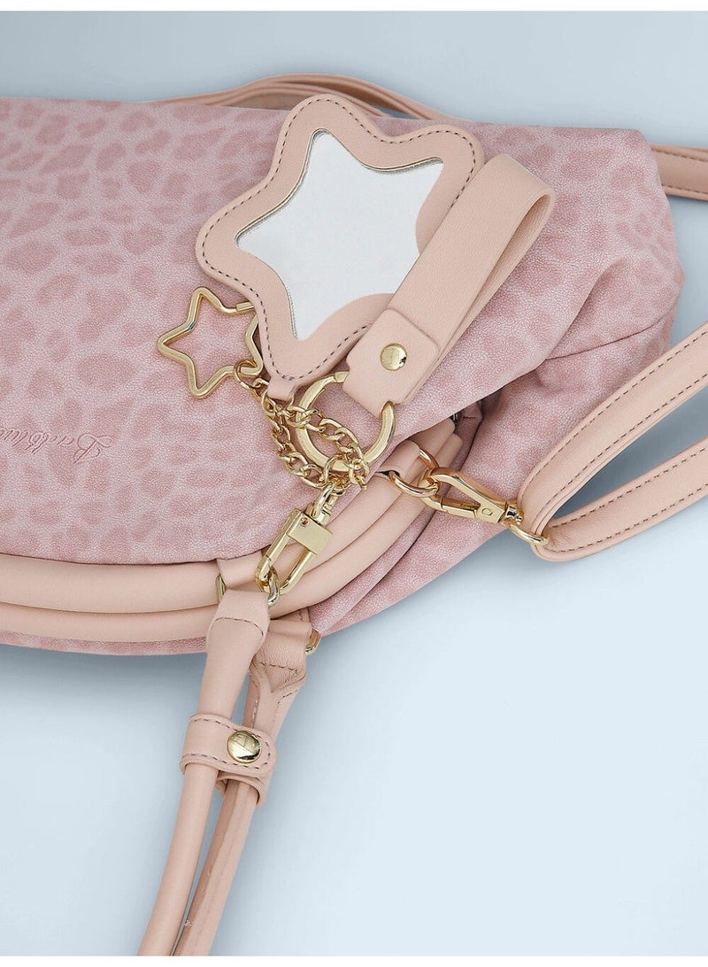 Badreig Fashion Pink Leopard Print Handbag for Women, Stylish Shell-Shaped Bag, Minimalist Crossbody & Shoulder Bag - Image 4