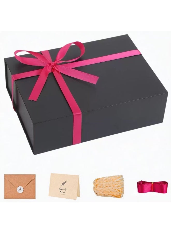CUNUUDOOL Gift Boxes 35 x 20 x 11.2 Cm.Large Black Gift Box With Magnetic Lids Luxury Gift Box for Groomsman Proposal Gifts Contains Card, Ribbon, Filler Birthday Gift Packing. - Image 1