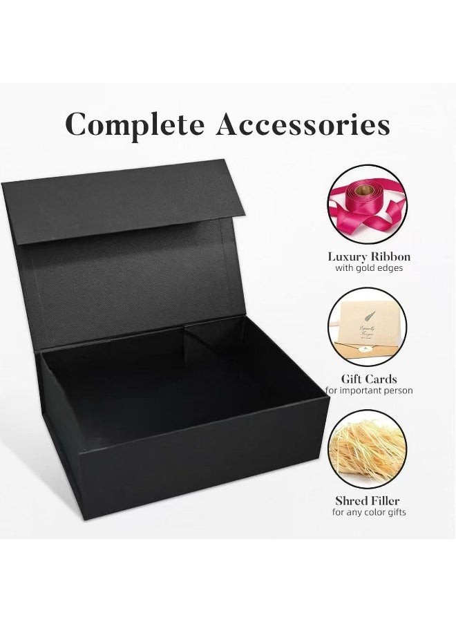 CUNUUDOOL Gift Boxes 35 x 20 x 11.2 Cm.Large Black Gift Box With Magnetic Lids Luxury Gift Box for Groomsman Proposal Gifts Contains Card, Ribbon, Filler Birthday Gift Packing. - Image 3