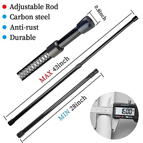 AIJIEGUANG Spring Tension Curtain Rods 28-43 Inch Adjustable Spring Loaded Small Mini Extendable Heavy Duty Black Curtain Tension Rod For Kitchen, Bathroom, Window, Bookshelf,Closet - Image 2