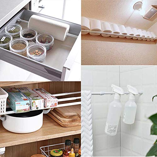 AIJIEGUANG Spring Tension Curtain Rods 28-43 Inch Adjustable Spring Loaded Small Mini Extendable Heavy Duty Black Curtain Tension Rod For Kitchen, Bathroom, Window, Bookshelf,Closet - Image 4