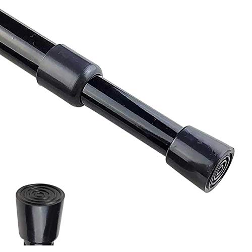 AIJIEGUANG Spring Tension Curtain Rods 28-43 Inch Adjustable Spring Loaded Small Mini Extendable Heavy Duty Black Curtain Tension Rod For Kitchen, Bathroom, Window, Bookshelf,Closet - Image 1