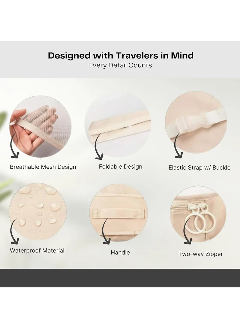 Quesera  Travel Organizer, 8 Pcs Packing Cubes Luggage Organizer, Storage Bags Organizer Set, Waterproof, Space Saving, Travel Essentials Organizer, Beige  | Best Price UAE