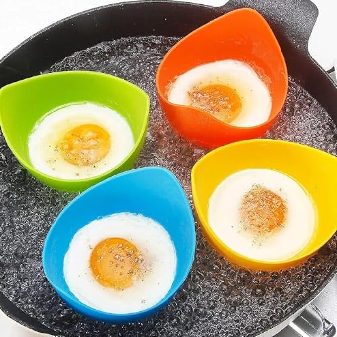 Tazweeq Silicone Egg Poacher Cups FoodGrade NonStick BpaFree For Microwave Air Fryer  Stovetop Multifunctional Cake Mold Egg Cooking Tool With Ring Standers  Oil Brush 4 Pcs - Image 4