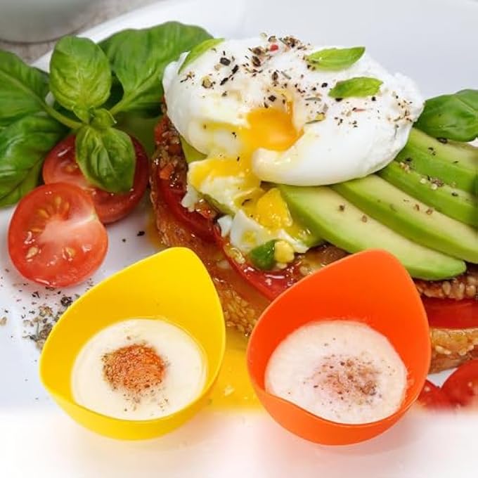 Tazweeq Silicone Egg Poacher Cups FoodGrade NonStick BpaFree For Microwave Air Fryer  Stovetop Multifunctional Cake Mold Egg Cooking Tool With Ring Standers  Oil Brush 4 Pcs - Image 3