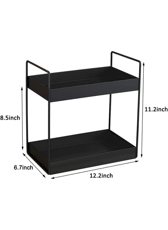 12FOR COLLECTION 2-Tier Standing Rack/Metal Bathroom Countertop Storage Rack/Kitchen Organizer/Spice Rack/Sorage shelf for kitchen/Cosmetic Shelf/ 2-Tier Kitchen Rack (Black-1) - Image 2