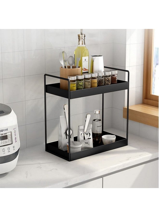 12FOR COLLECTION 2-Tier Standing Rack/Metal Bathroom Countertop Storage Rack/Kitchen Organizer/Spice Rack/Sorage shelf for kitchen/Cosmetic Shelf/ 2-Tier Kitchen Rack (Black-1) - Image 1