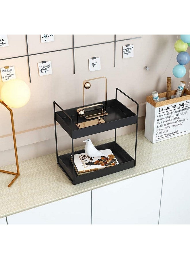 12FOR COLLECTION 2-Tier Standing Rack/Metal Bathroom Countertop Storage Rack/Kitchen Organizer/Spice Rack/Sorage shelf for kitchen/Cosmetic Shelf/ 2-Tier Kitchen Rack (Black-1) - Image 5