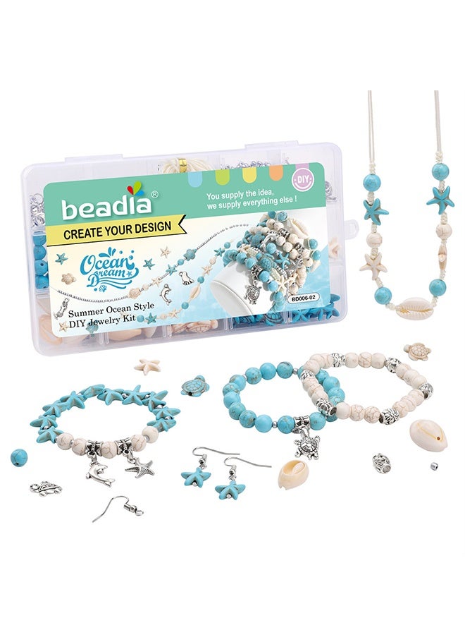 beadia Summer Ocean Style DIY Jewelry Making Kit, Turtle Beads Charms Starfish Gemstone Stone for Jewelry Making DIY Bracelet Necklace - Image 4
