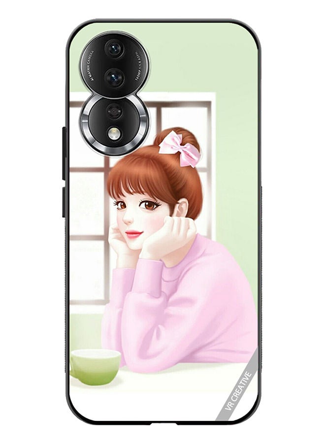 VR CREATIVE Protective Case Cover For Honor 80 Girl Having Tea Design Multicolour - Image 1