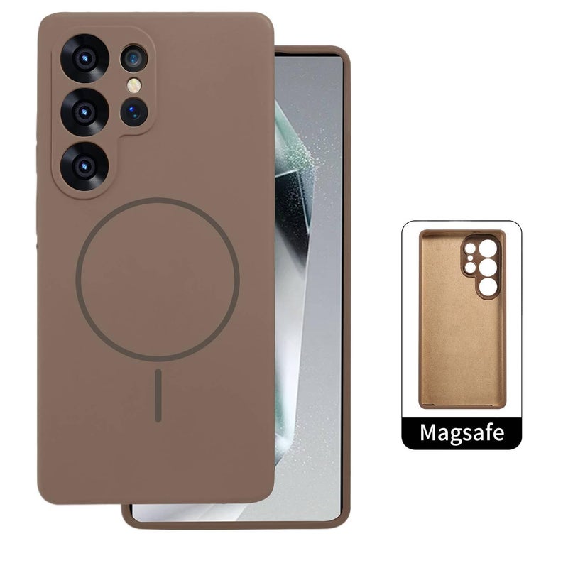 غطاء MagSafe بسيليكون لـ Samsung Galaxy S24 Plus باللون Coffee Brown مغناطيسي من السيليكون مع مقاوم للصدمات وحماية من السقوط مع مقاوم للصدمات مع مغناطيس قوي مع تغطية كاملة - Image 1