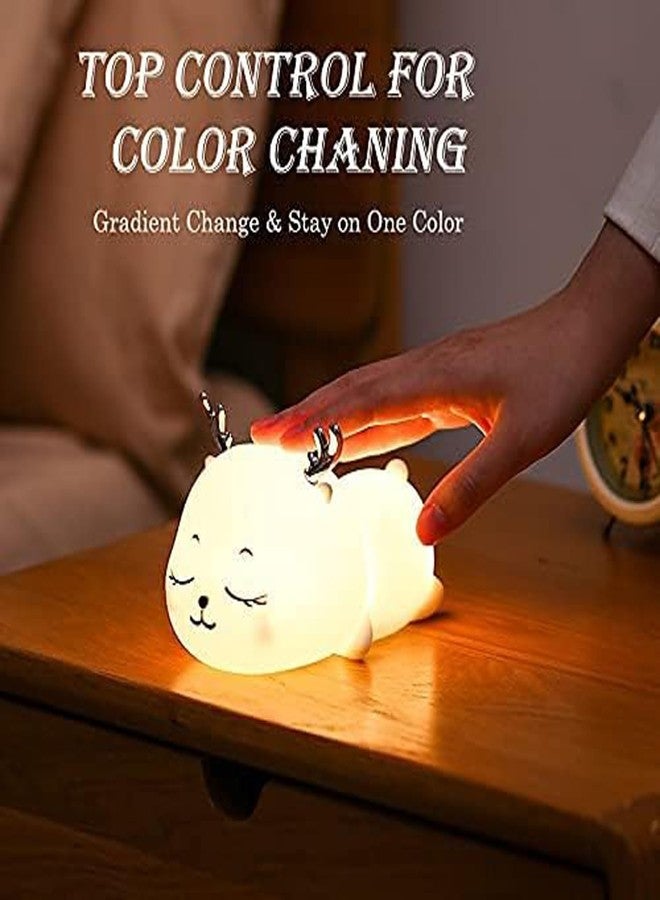 GITGRNTH Rechargeable Silicone Cloud Night Light for Kids | Silicon Deer Design | Color-Changing LED Lamp | Soft Night Lamp Gift for Toddlers, Teens, Valentine’s Day | Cute Room Decor - Image 5