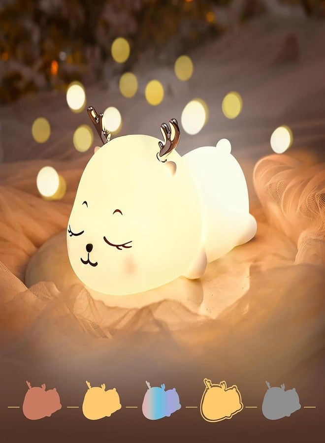 GITGRNTH Rechargeable Silicone Cloud Night Light for Kids | Silicon Deer Design | Color-Changing LED Lamp | Soft Night Lamp Gift for Toddlers, Teens, Valentine’s Day | Cute Room Decor - Image 1
