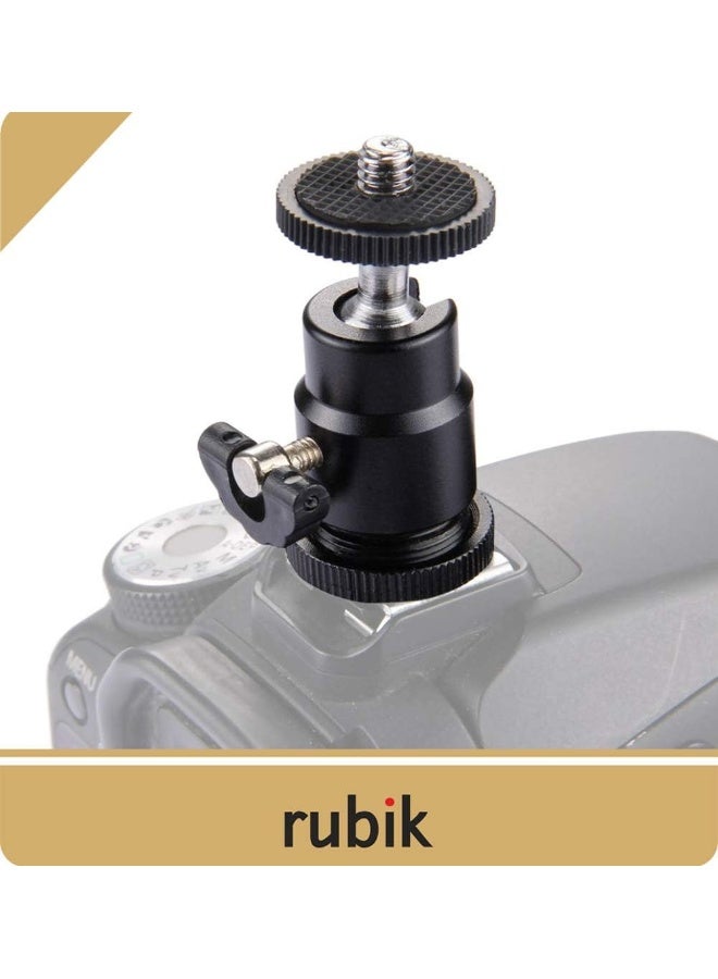 Rubik 2 Pack Aluminum Alloy 360 Degree Rotating Swivel Mini Ball Head With 1/4" Hot Shoe Mount Adapter For Dslr Camera Like Canon, Nikon, Sony/Camcorder, Htc Vive, Light Stand, Gopro  - Image 4