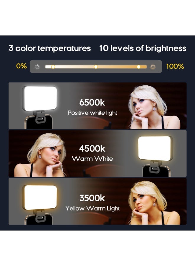 Photography light clip on mobile phone laptop for selfie live Confrence online course makeup TikTok video high brightness 3 light colors 10 levels of brightness black - Image 2