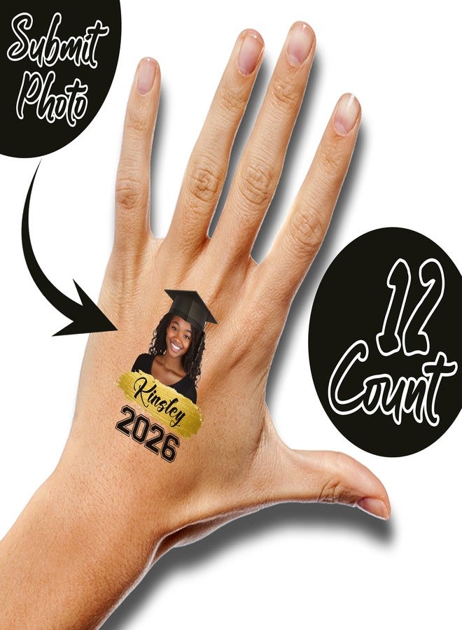 Bleu Reign Custom Face Temporary Tattoos - Fun Graduation with Class of Choose Your Year and Name- Skin Safe Grad Party & Senior Night Favors - Image 2