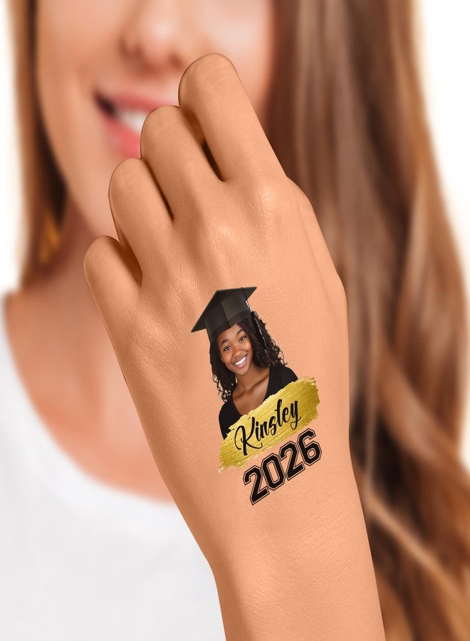 Bleu Reign Custom Face Temporary Tattoos - Fun Graduation with Class of Choose Your Year and Name- Skin Safe Grad Party & Senior Night Favors - Image 1