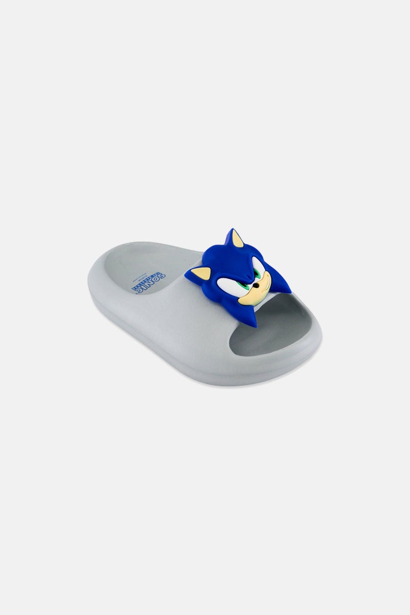 SONIC Kids Boy Sonic The Hedgehog Slip On Slides, Light Grey - Image 1