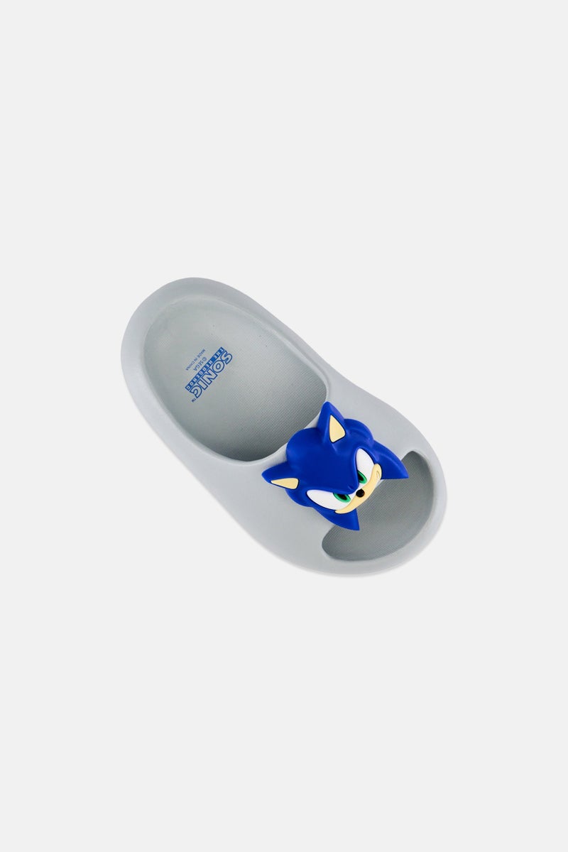 SONIC Kids Boy Sonic The Hedgehog Slip On Slides, Light Grey - Image 2