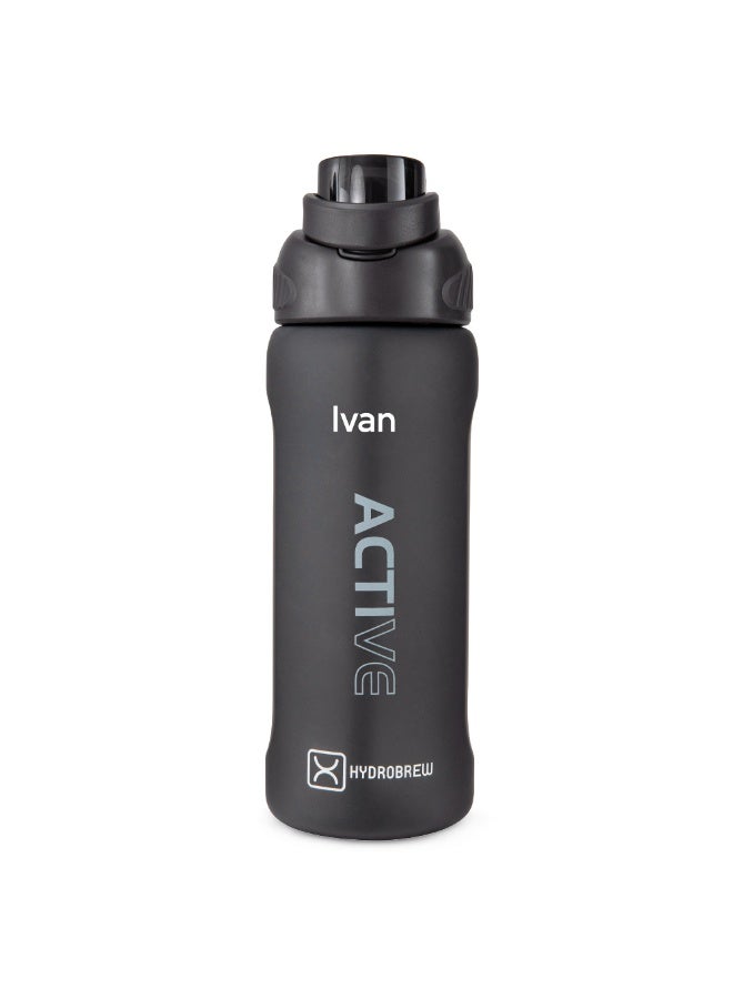 Hydrobrew Personalized Sip Switch Tritan Water Bottle 1000ml Leakproof, BPA Free, Straw & Spout Lid- Carbon - Image 1