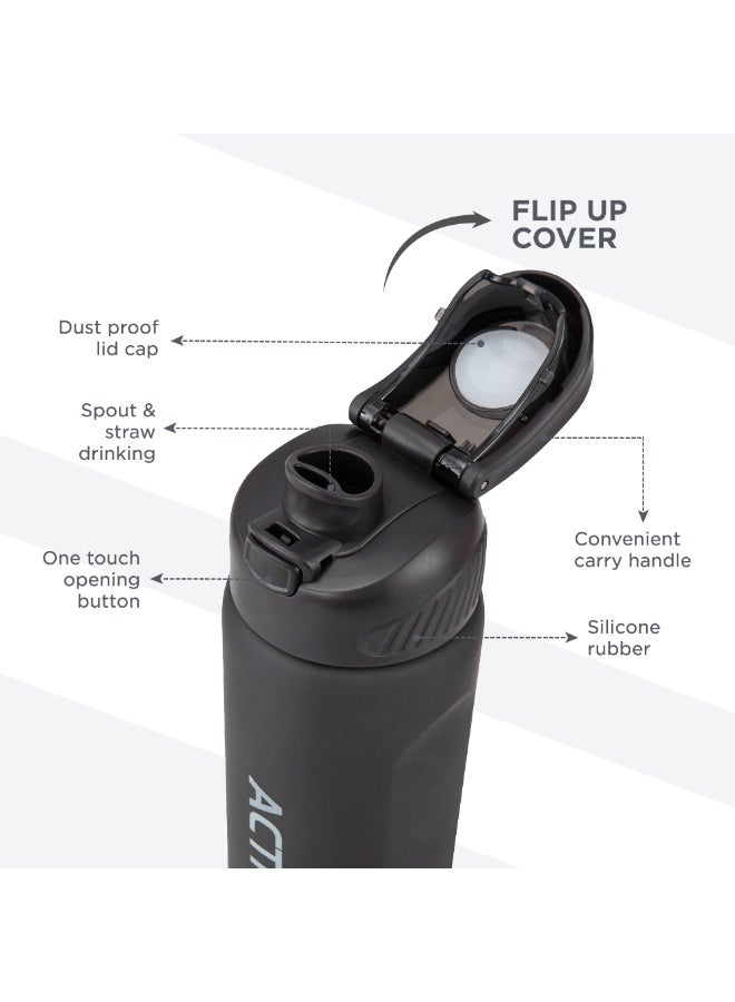 Hydrobrew Personalized Sip Switch Tritan Water Bottle 1000ml Leakproof, BPA Free, Straw & Spout Lid- Carbon - Image 3