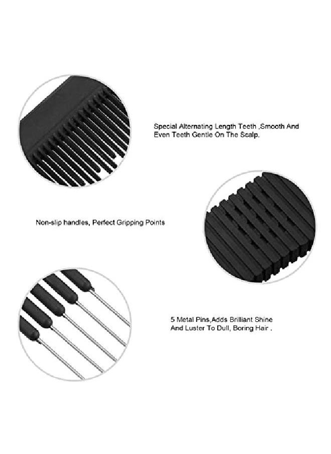 Leinuosen 3 Pack Carbon Lift Teasing Combs With Metal Prong, Salon Teasing Back Combs Carbon Comb With Stainless Steel Lift (Black)  - Image 5