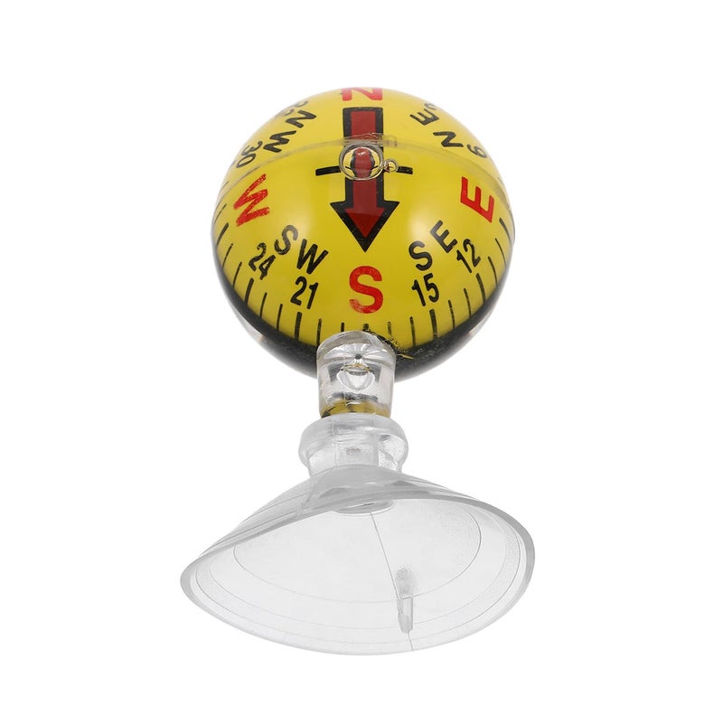 Suction Cup Car Compass 38mm Dashboard Yellow Outdoor Navigation Tool - Image 2
