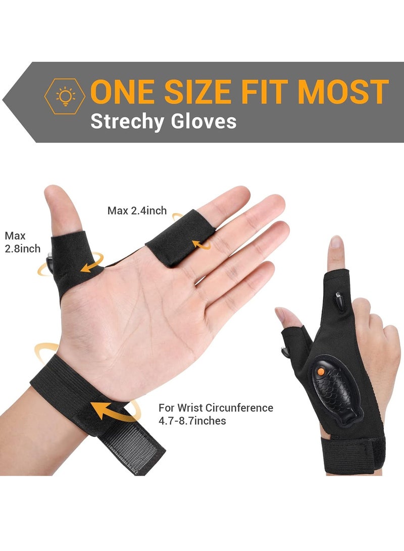 EVEREEN 1 Pair Rechargeable Led Flashlight Gloves Birthday Fathers Day Gift from Daughter Son Wife Unique Camping Gadgets Led Gloves for Men Mechanic Car Guy Repairing  - Image 2