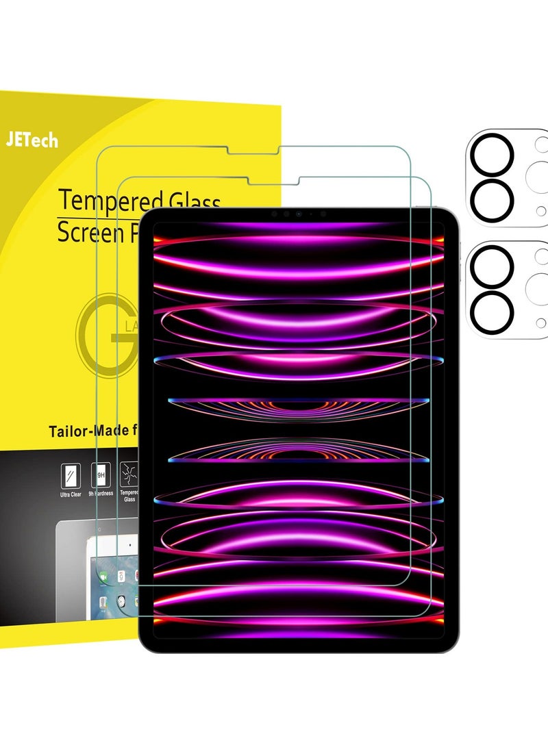 Jetech Screen Protector for iPad Pro 11-Inch (2022/2021/2020 Release) with Camera Lens Protector, Tempered Glass Film HD Anti-Scratch, Support Pencil & Face ID, 2-Pack Each - Image 1
