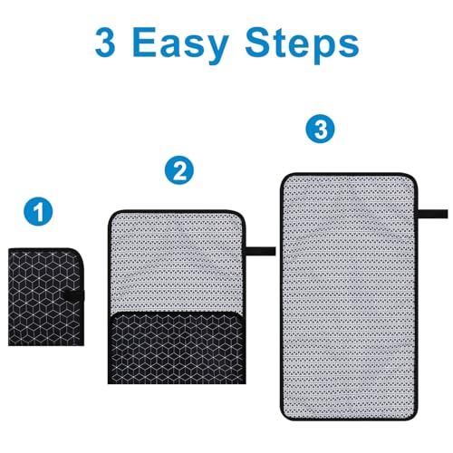 accmor وسادة تغيير حفاضات أكمور المحمولة، حصيرة تغيير حفاضات مائية للأطفال، وسادات تغيير حفاضات قابلة للطي للسفر للأطفال، سوداء - Image 5