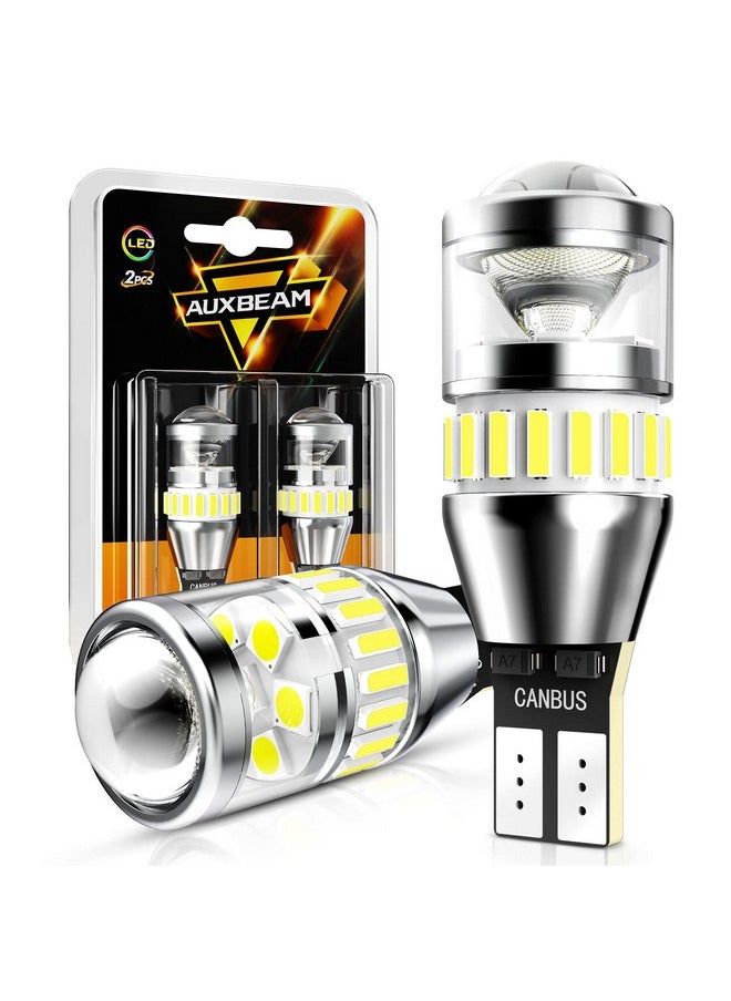 Auxbeam Auxbeam 912 921 LED Bulb for Backup Reverse Light Bulbs, 4000 Lumens 400% Brighter Super Bright Canbus Error Free 906 904 922 W16W T15 LED Bulbs with Double Projectors, 6500K White, Pack of 2  - Image 1