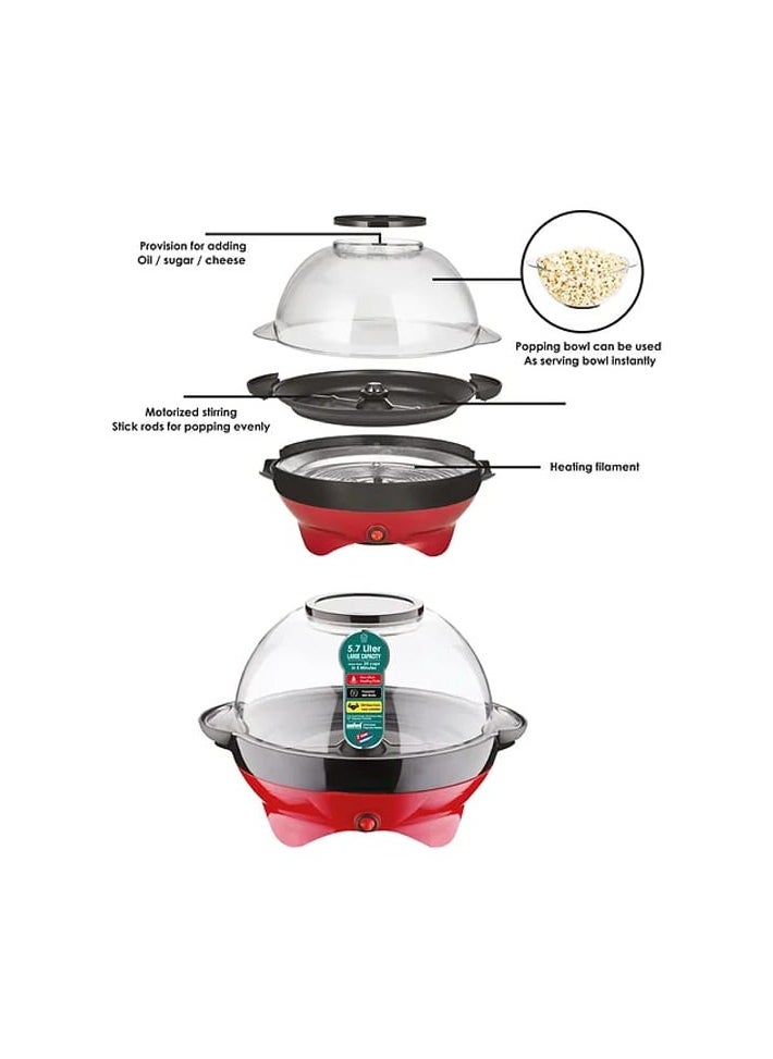Generic - Electric Popcorn Maker, Electric Hot Oil Popper Machine with Stirring Rod Nonstick with Built-in Reversible Serving, Cool Touch Handles, Perfect for Home Parties & Kids, ETL Approved Safety Certified - Image 1