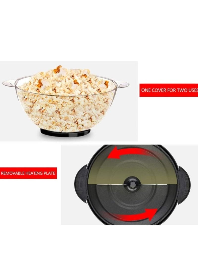 Generic - Electric Popcorn Maker, Electric Hot Oil Popper Machine with Stirring Rod Nonstick with Built-in Reversible Serving, Cool Touch Handles, Perfect for Home Parties & Kids, ETL Approved Safety Certified - Image 1