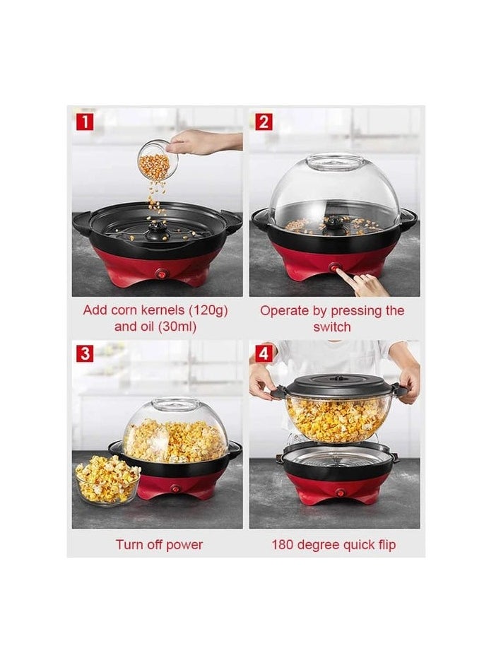 Generic - Electric Popcorn Maker, Electric Hot Oil Popper Machine with Stirring Rod Nonstick with Built-in Reversible Serving, Cool Touch Handles, Perfect for Home Parties & Kids, ETL Approved Safety Certified - Image 1