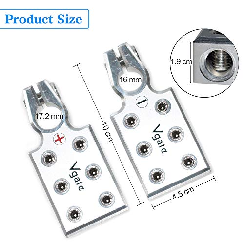 Vgate 6x10 Gauge AWG LeadAcid Battery Terminals Clamp Positive and Negative Pair for Tapered Top Post - Image 3